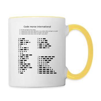 Morse-Code - Tasse zweifarbig - Weiß/Gelb - Rechts