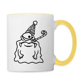 anniversaire seul solitaire triste pas de cadeaux - Mug contrasté - blanc/jaune - Droite