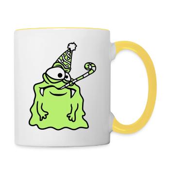 anniversaire seul solitaire triste pas de cadeaux - Mug contrasté - blanc/jaune - Droite