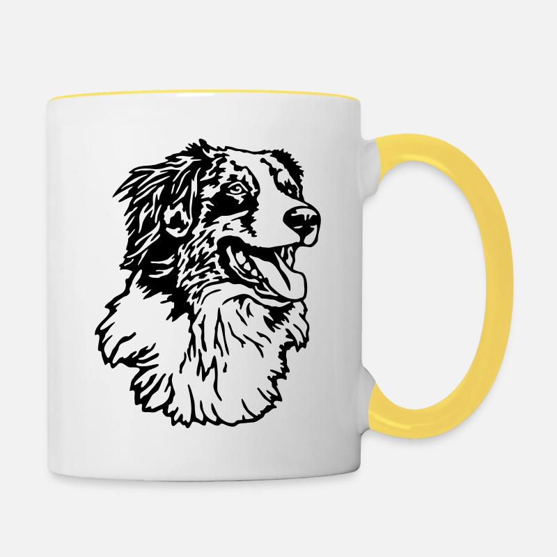 419 Australian Shepherd - Tasse zweifarbig - Weiß/Gelb