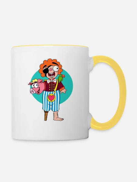 PigPirate - Tasse zweifarbig - Weiß/Gelb