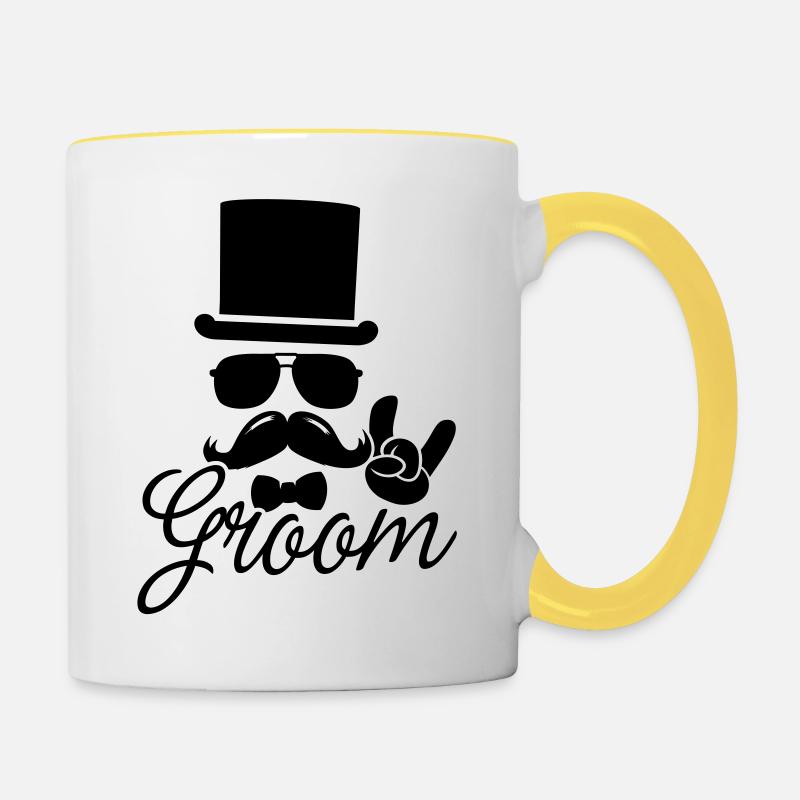 marié mariée Mariage bachelor bachelor party - Mug contrasté - blanc/jaune