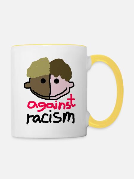 against racism - Tasse zweifarbig - Weiß/Gelb