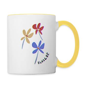 flowers - Tasse zweifarbig - Weiß/Gelb - Rechts