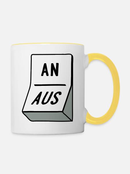 Schalter - Tasse zweifarbig - Weiß/Gelb