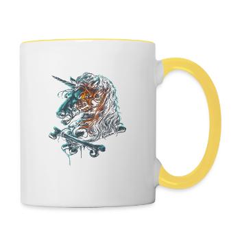 Dead Unicorn Horse Dead Unicorn Premium Gift - Contrasting Mug - white/yellow - Right