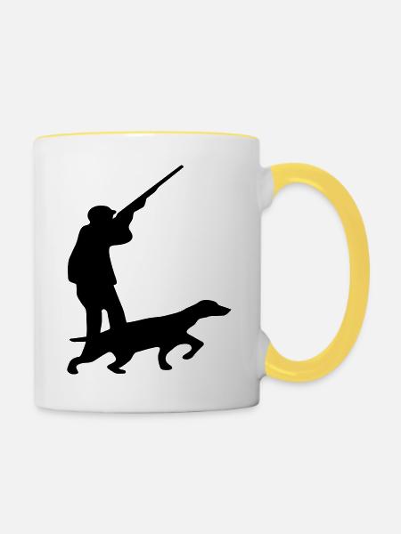 Jäger Jagd Hund - Tasse zweifarbig - Weiß/Gelb