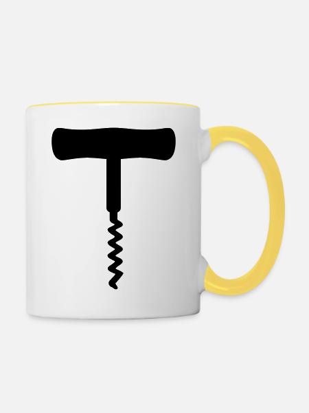 Korkenzieher - Tasse zweifarbig - Weiß/Gelb