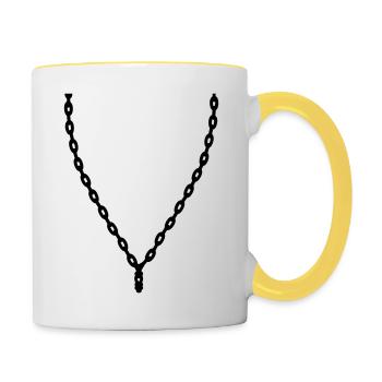 halskette schmuck halsband aufhaengen kette schoen - Tasse zweifarbig - Weiß/Gelb - Rechts