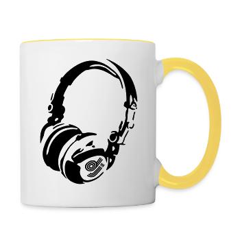 Casque DJ pour les chemises vives - Mug contrasté - blanc/jaune - Droite