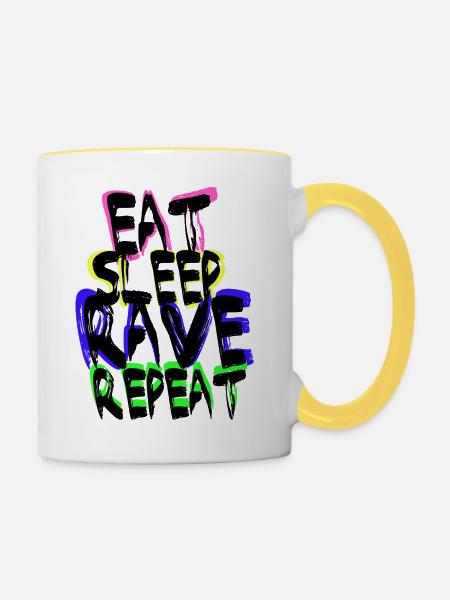 Rave Repeat - Tasse zweifarbig - Weiß/Gelb