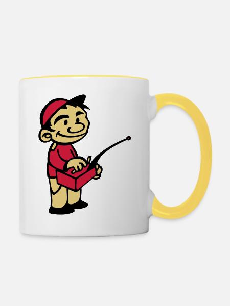 modell Kind mit Modellfunksteuerung - Tasse zweifarbig - Weiß/Gelb