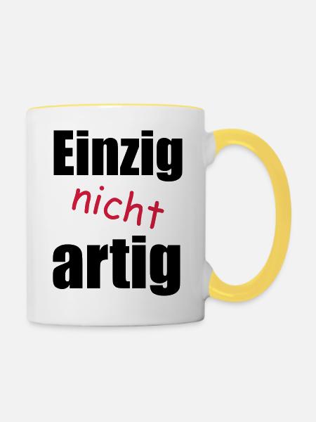 einzig_nicht_artig - Tasse zweifarbig - Weiß/Gelb