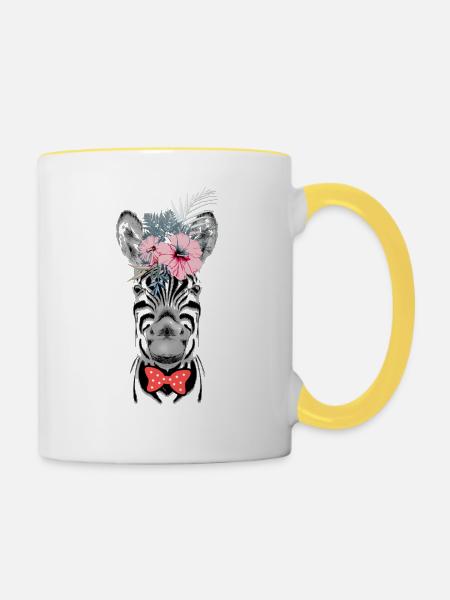 Zebra - Tasse zweifarbig - Weiß/Gelb