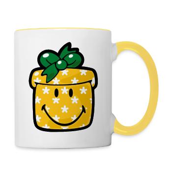 Smiley Christmas Present - Contrasting Mug - white/yellow - Right