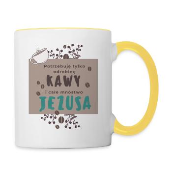 Juste un petit café et beaucoup de Jésus - Mug contrasté - blanc/jaune - Droite