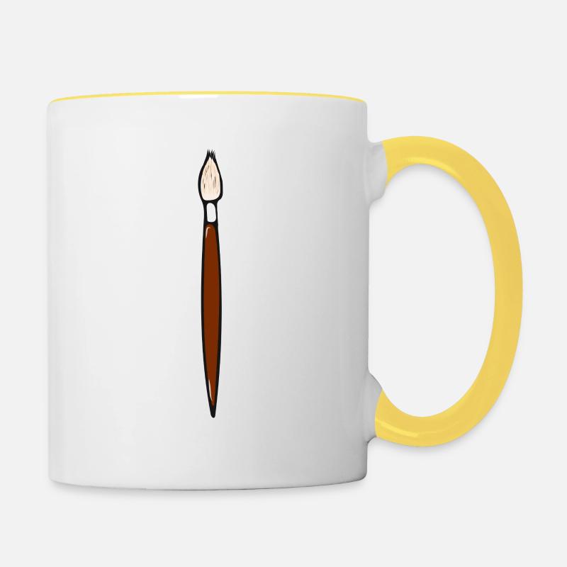 Pinsel - Tasse zweifarbig - Weiß/Gelb