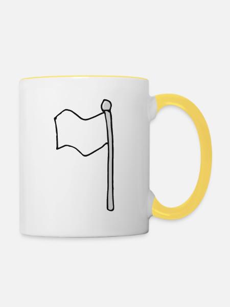 Fahne - Tasse zweifarbig - Weiß/Gelb