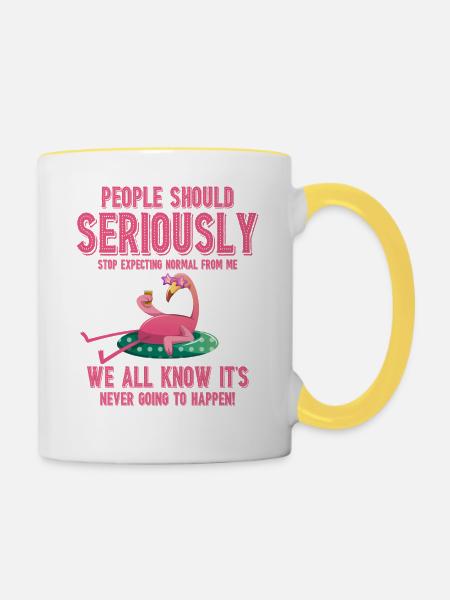 Coole Flamingo - Tofarvet krus - hvid/gul