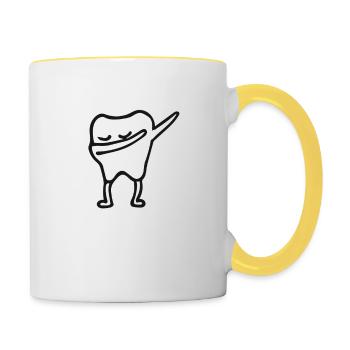 Zahn  - Tasse zweifarbig - Weiß/Gelb - Rechts