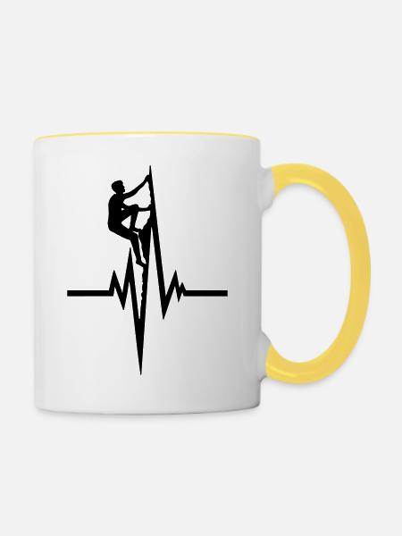 fréquence du pouls du grimpeur freeclimber g - Mug contrasté - blanc/jaune