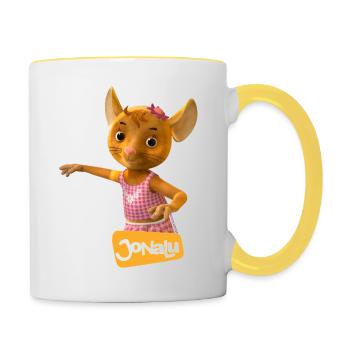 JoNaLu Mäusemädchen Naya - Tasse zweifarbig - Weiß/Gelb - Rechts