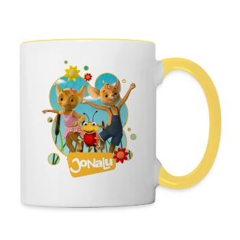 JoNaLu Jo Naya and Lu dancing on the meadow - Contrasting Mug - white/yellow - Right