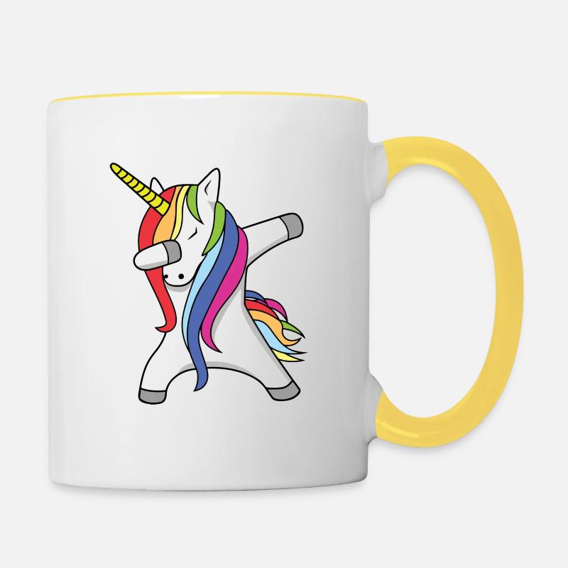 Licorne DAB Dance - Mug contrasté - blanc/jaune
