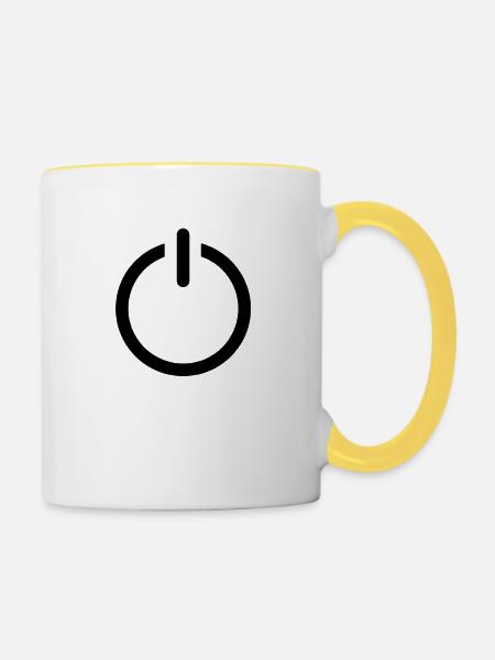Power button - Symbol - Tasse zweifarbig - Weiß/Gelb