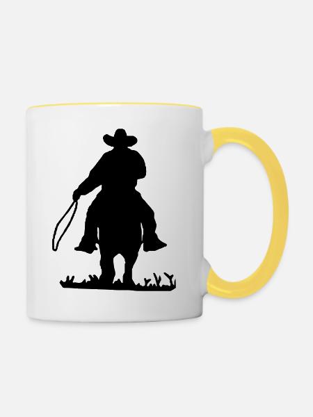 Cowboy - Tasse zweifarbig - Weiß/Gelb
