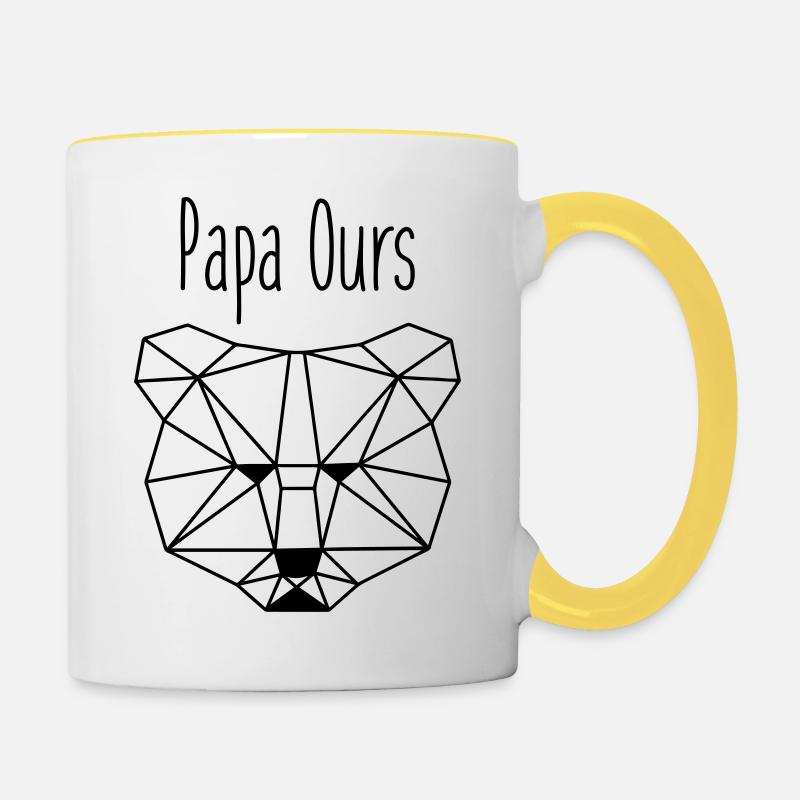 Papa Bär - Tasse zweifarbig - Weiß/Gelb