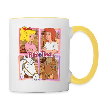 Bibi und Tina mit Amadeus und Sabrina - Tasse zweifarbig - Weiß/Gelb - Rechts