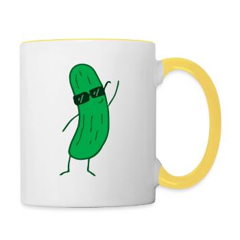 Gurke - Tasse zweifarbig - Weiß/Gelb - Rechts