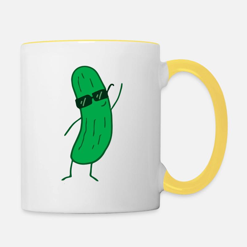 Gurke - Tasse zweifarbig - Weiß/Gelb