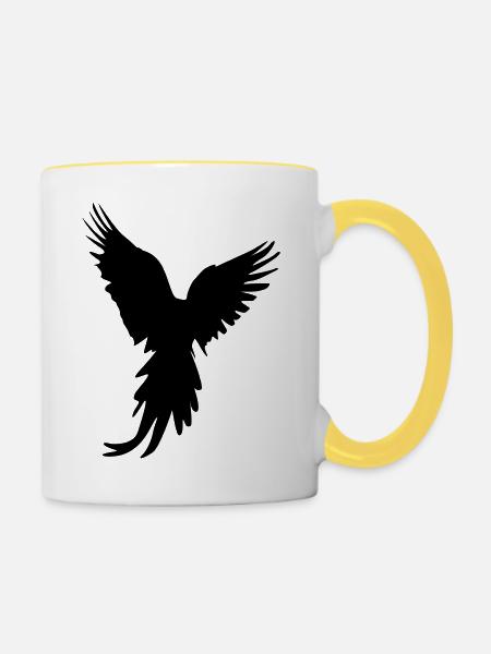 bird silhouette - Tasse zweifarbig - Weiß/Gelb