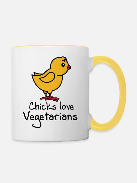 Vegetarier - Tasse zweifarbig - Weiß/Gelb