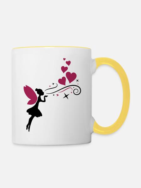 fairy fee hearts - Tasse zweifarbig - Weiß/Gelb