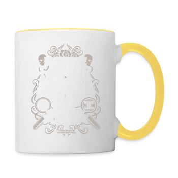 Holzfäller T Shirt Brennholzfarmer - Tasse zweifarbig - Weiß/Gelb - Rechts
