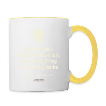 Karl Kraus Zitate T-Shirt Sonne der Kultur - Tasse zweifarbig - Weiß/Gelb - Rechts