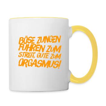 böse Zungen - Tasse zweifarbig - Weiß/Gelb - Rechts