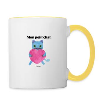 Mon petit Chat - Mug contrasté - blanc/jaune - Droite