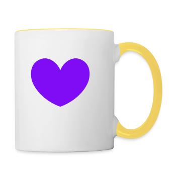 Petit coeur coeur amour amitié vie cadeau - Mug contrasté - blanc/jaune - Droite