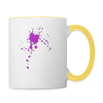 Farbspritzer Farbflecken Flecken Klecks - Tasse zweifarbig - Weiß/Gelb - Rechts
