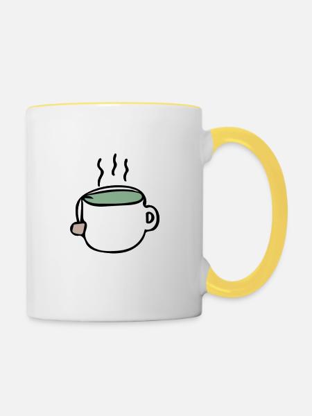 Tee - Tasse zweifarbig - Weiß/Gelb