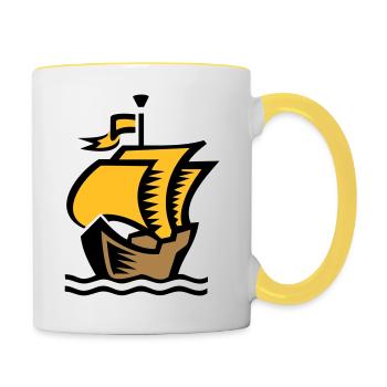 sailing ship - Contrasting Mug - white/yellow - Right