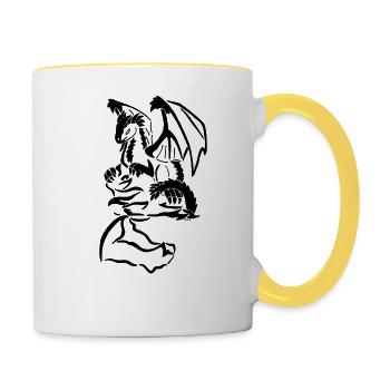 Drache - Tasse zweifarbig - Weiß/Gelb - Rechts
