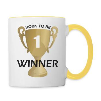 geboren, um Gewinner zu sein - Tasse zweifarbig - Weiß/Gelb - Rechts