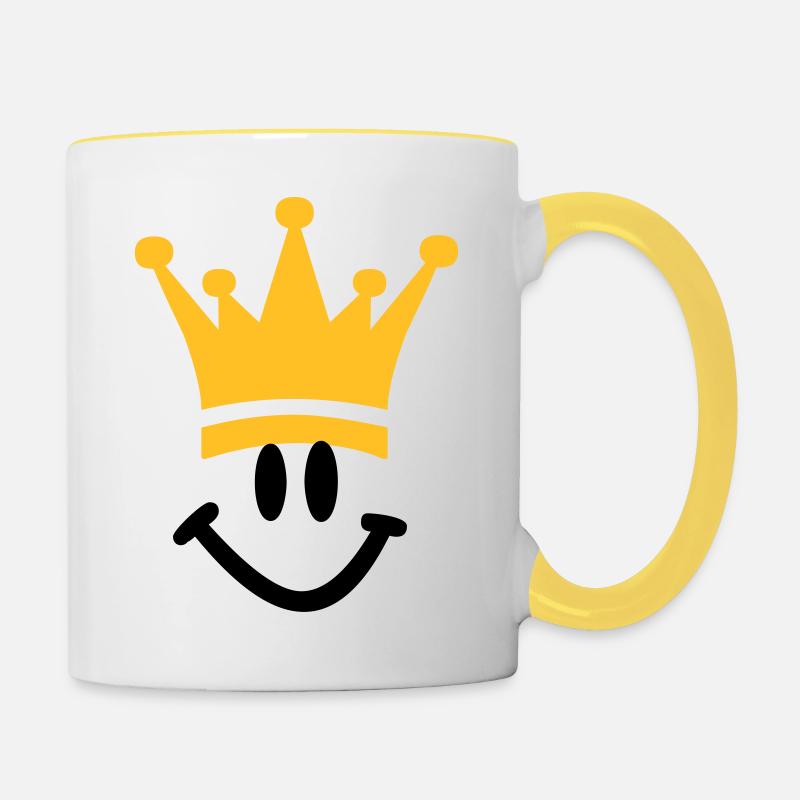 crown smile king - Contrasting Mug - white/yellow