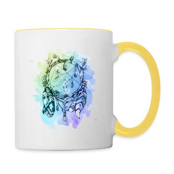 Watercolor dreamcatcher - Contrasting Mug - white/yellow - Right