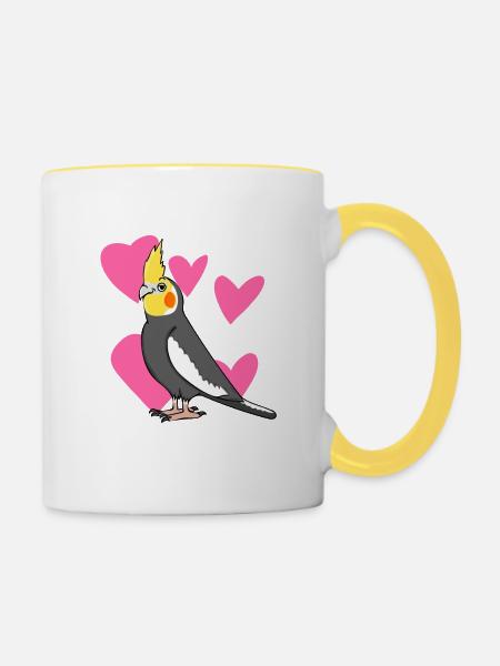Nymphensittich - Tasse zweifarbig - Weiß/Gelb